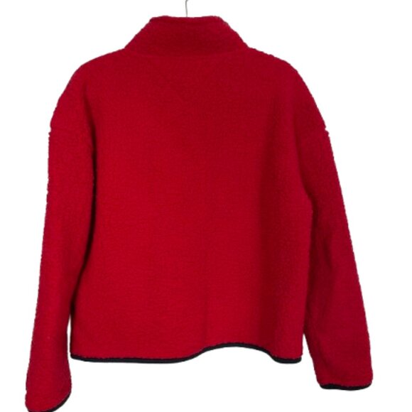 Tommy Hilfiger Quarter Zip Cropped Soft Sherpa Sweatshirt Pullover Size L Red - Picture 4 of 8